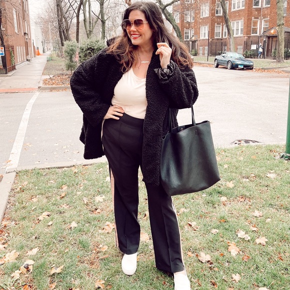 Black Track Pants with Pink Ribbon Stripes - Picture 4 of 10